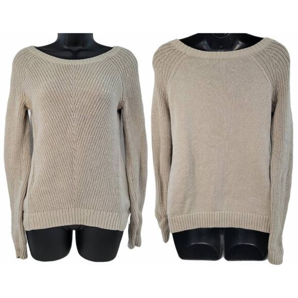 Banana Republic XS Knit Sweater Metallic Thread Beige Long Sleeve - Picture 1 of 7
